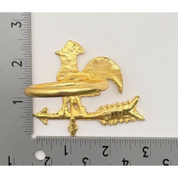 Rooster Napkin Rings Set of 4 Gold Tone Weathervane Rustic Farmhouse Barn Chic - Picture 4 of 7